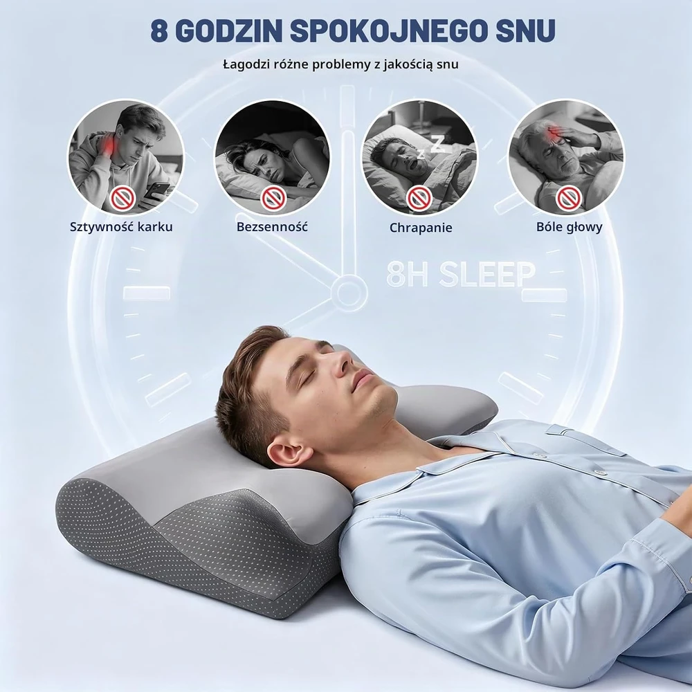 Rokehr ergonominė viskoelastinė kaklo pagalvė miegui 60 × 43 cm, ZSY379