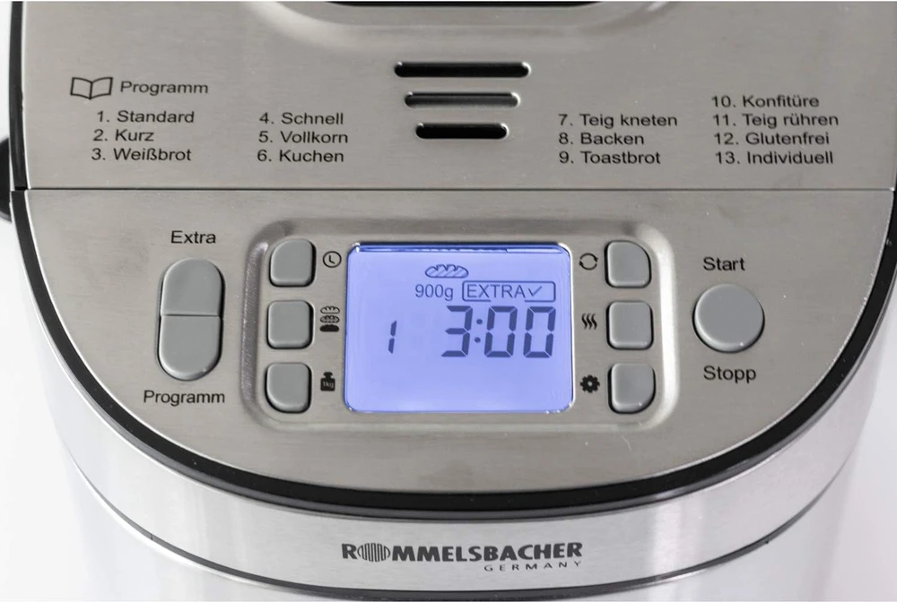 Duonkepė Rommelsbacher duonos kepimo aparatas 13 programų, 700–900 g talpa, BA 550