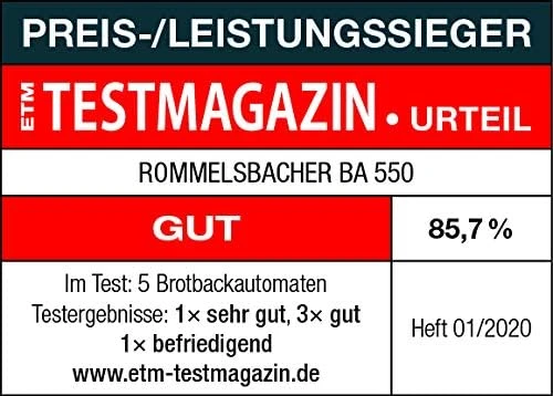 Duonkepė Rommelsbacher duonos kepimo aparatas 13 programų, 700–900 g talpa, BA 550