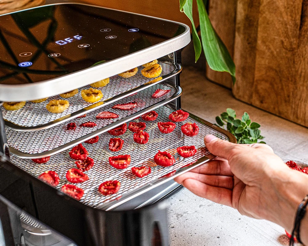 Rommelsbacher maisto džiovyklė 500 W, reguliuojama temperatūra 35–80 °C, 5 nerūdijančios plieno padėklai, DA 450