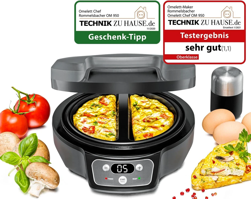 Rommelsbacher omletų keptuvė 950 W dviem omletams su laikmačiu OM950