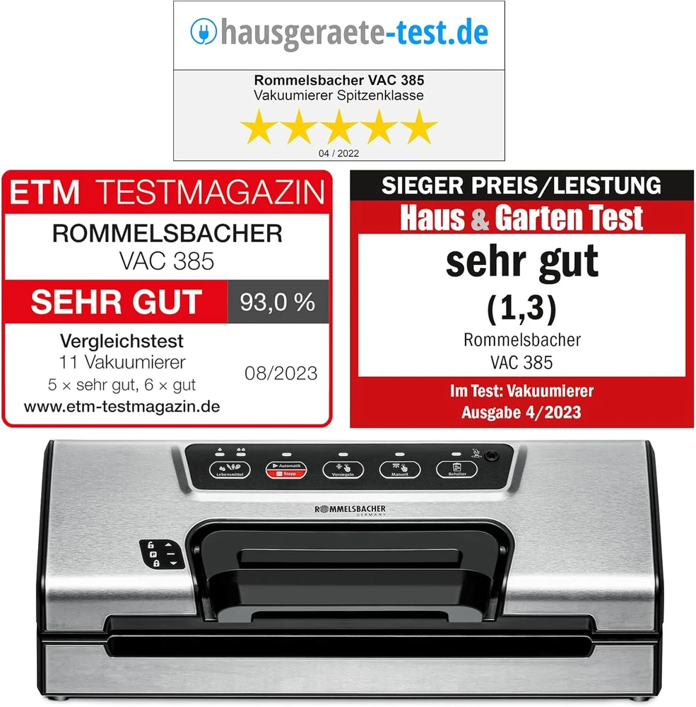 Rommelsbacher vakuuminė pakavimo mašina 120 W, nerūdijančio plieno korpusas, VAC385
