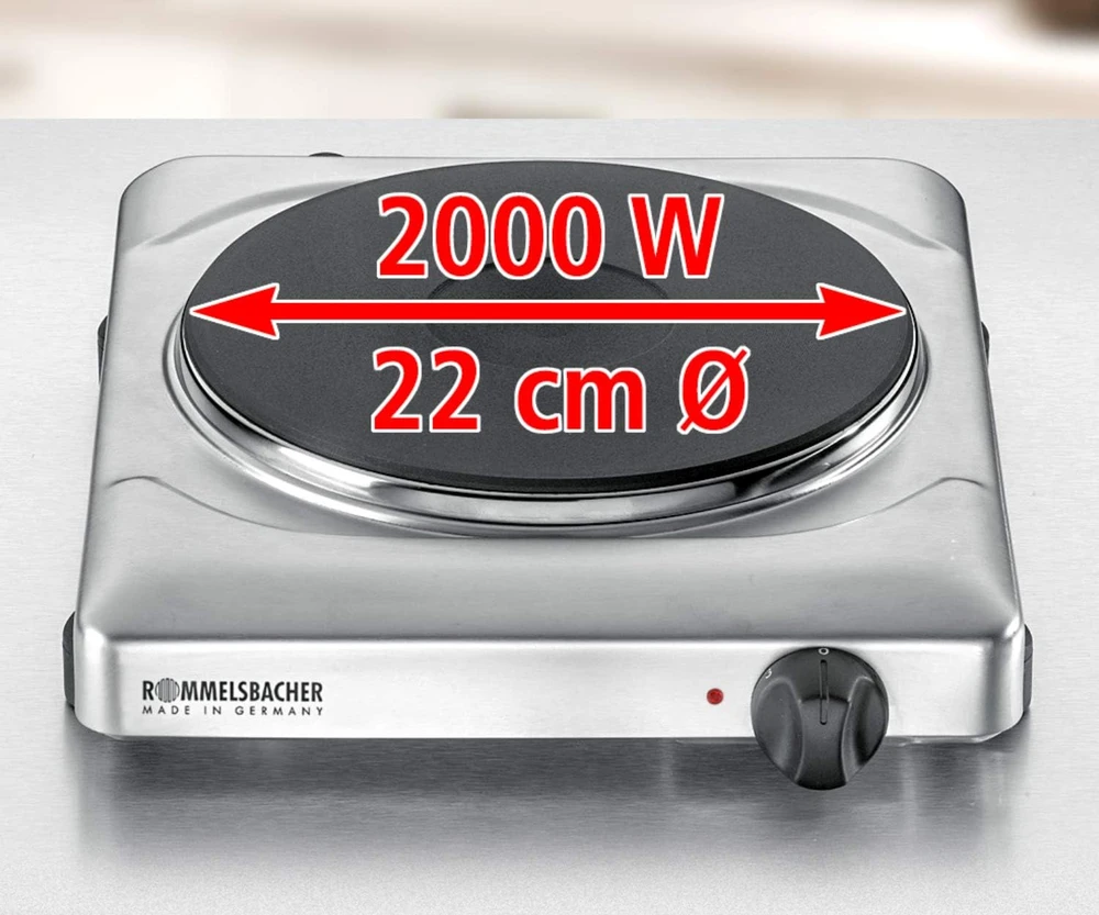 Rommelsbacher Laisvai pastatoma stalo kaitlentė 2022/E Degiklių / virimo zonų skaičius 1, Mechaninė, Metalinė, Elektrinė