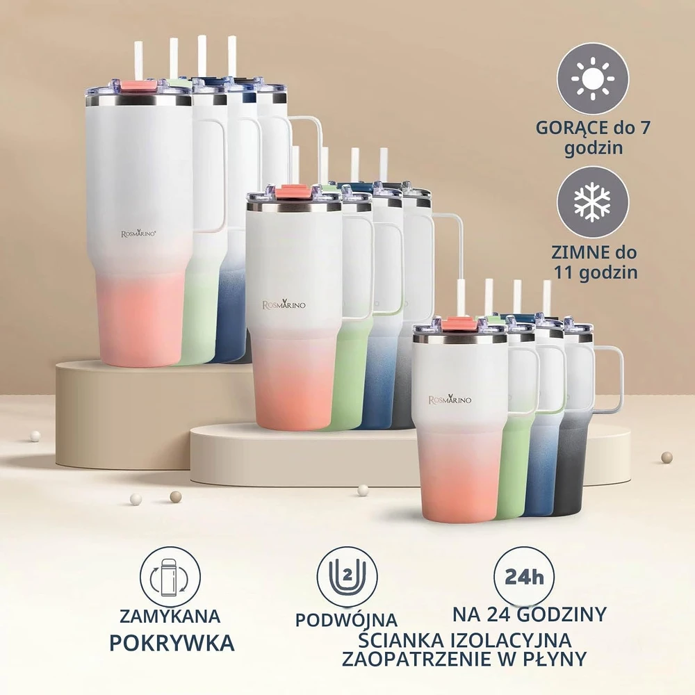 Rosmarino vakuuminis termopuodelis 580 ml, nerūdijančiojo plieno, mėlynas Ombre Mėlyna