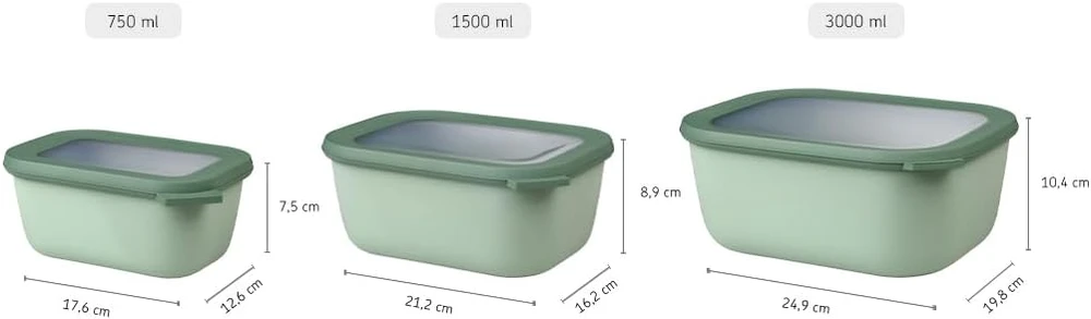 Rosti Mepal Mepal stačiakampis maisto laikymo indas, 3 l, sandarus, tinkamas mikrobangų krosnelei
