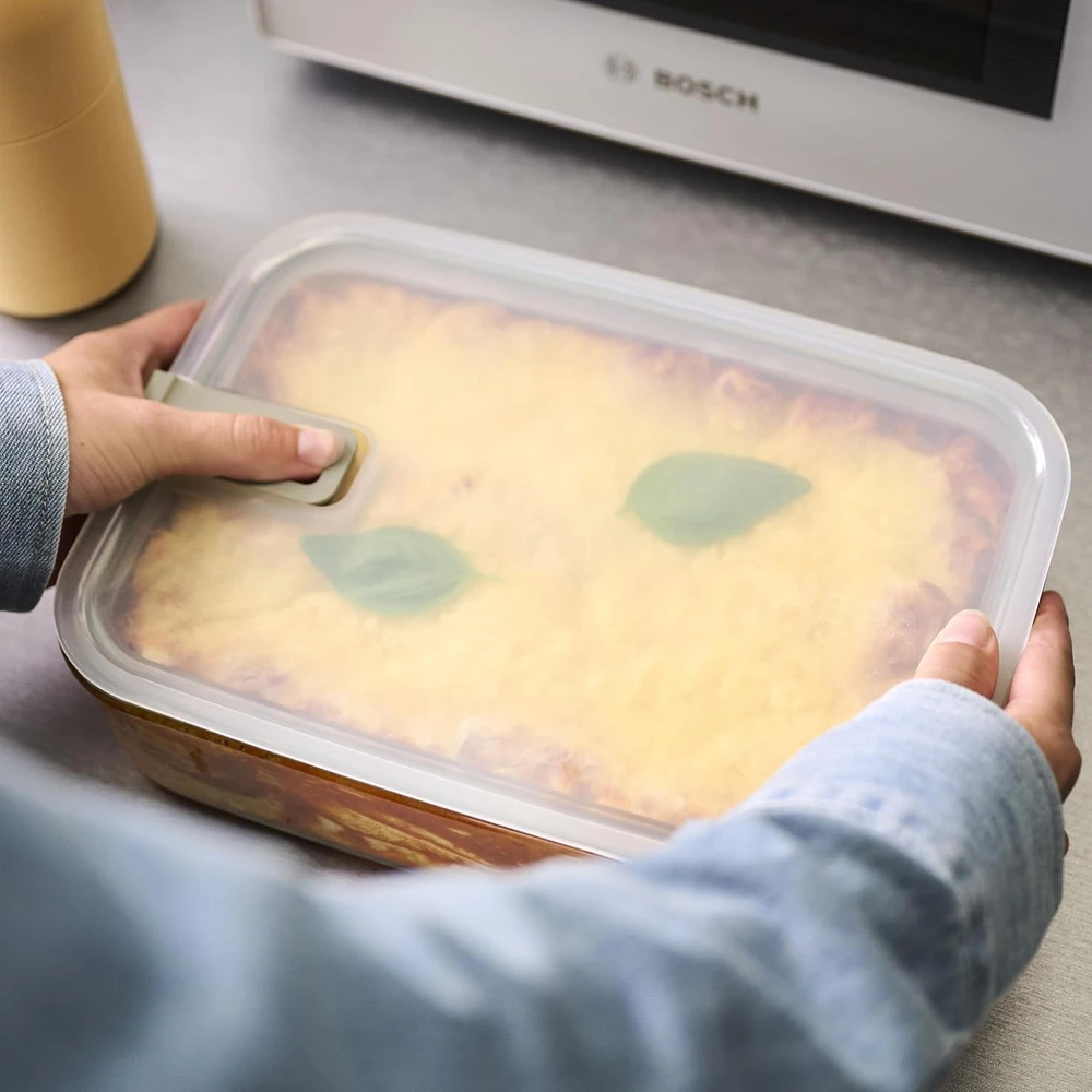 Rosti Mepal Mepal stiklinis maisto laikymo indas EasyClip, 700 ml, hermetiškas, šalavijų žalios spalvos