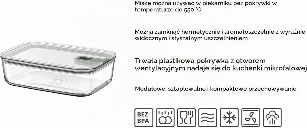 Rosti Mepal Mepal stiklinis maisto laikymo indas EasyClip, 700 ml, hermetiškas, šalavijų žalios spalvos