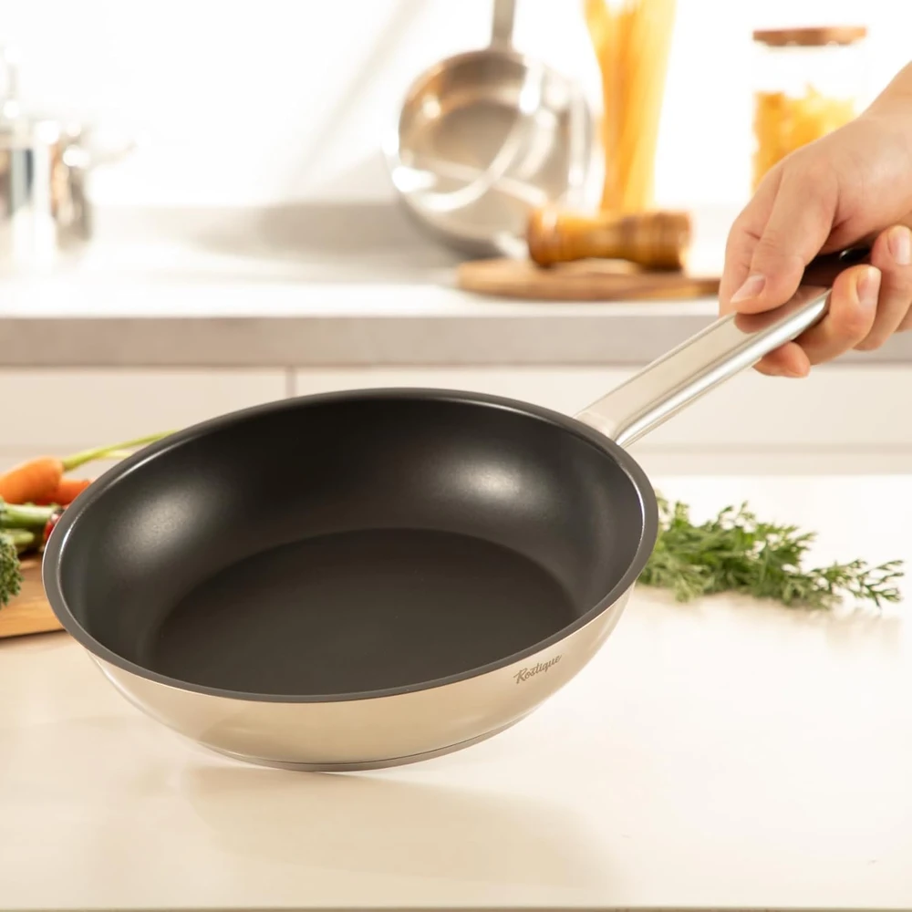 Rostique nerūdijančiojo plieno keptuvių rinkinys 24 ir 28 cm indukcijai