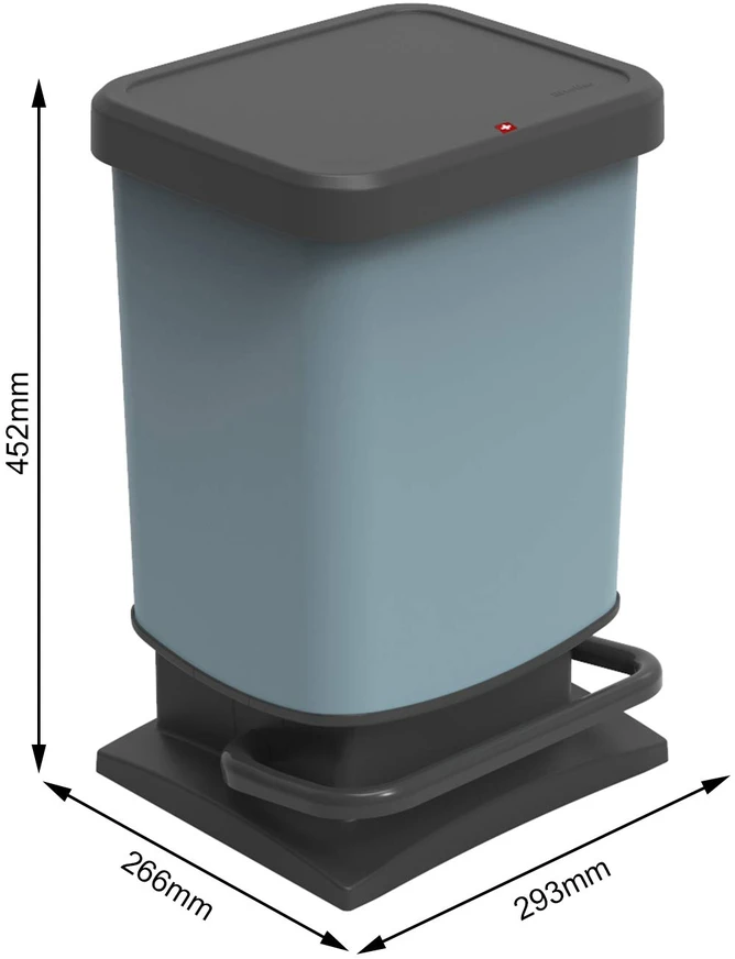 Rotho pedalinė šiukšlių dėžė 20 l, perdirbamas plastikas, be BPA, mėlyna, Paso serija