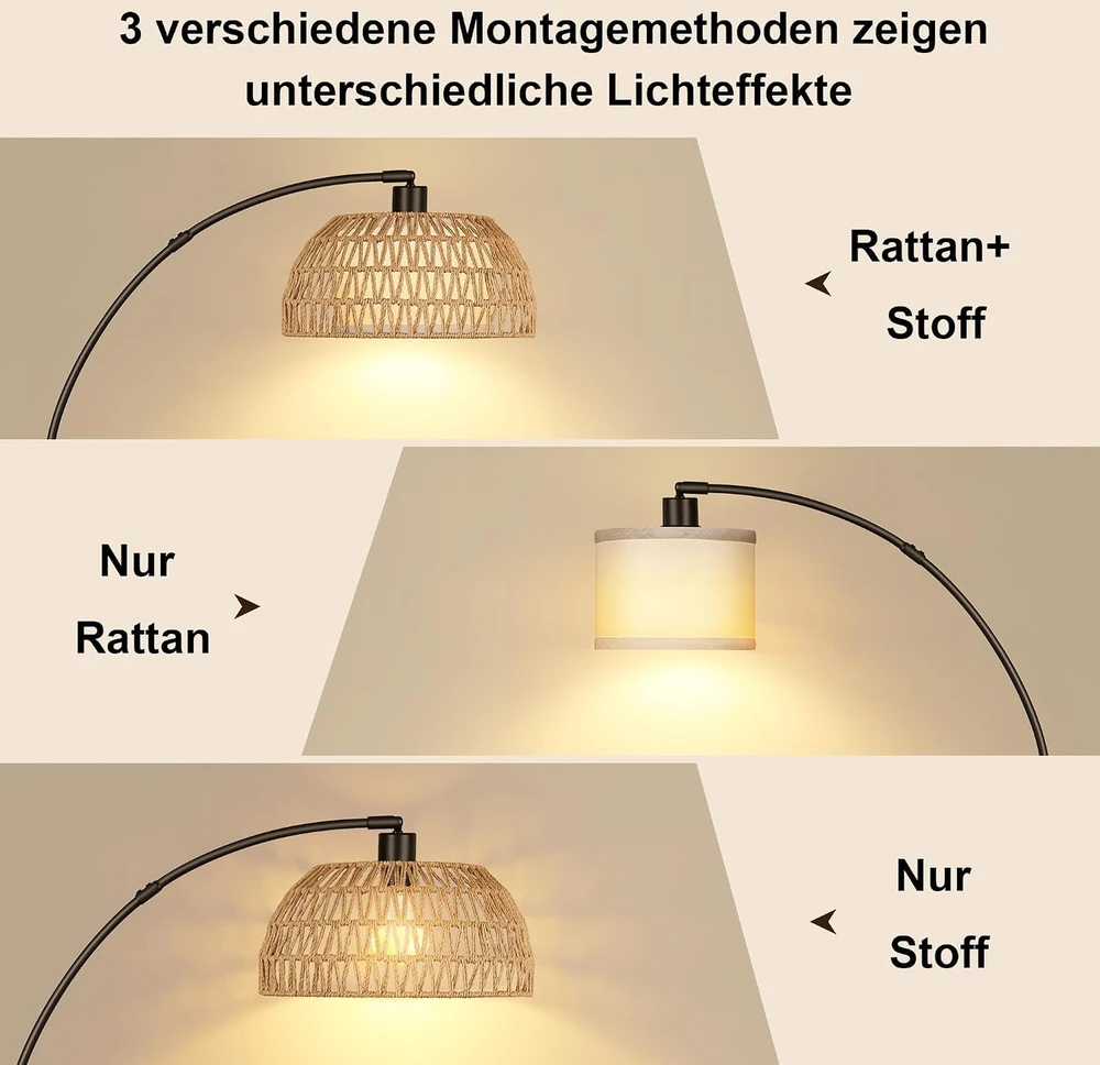Rottogoon rataninis pastatomas šviestuvas su LED lempute, 9 W, reguliuojamo ryškumo STR-FP116