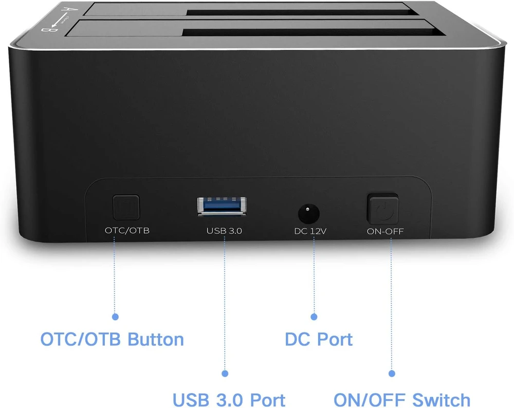 RSHTECH dviejų diskų SATA HDD ir SSD dokavimo stotelė USB 3.0 su klonavimu DE-RSH-DS02