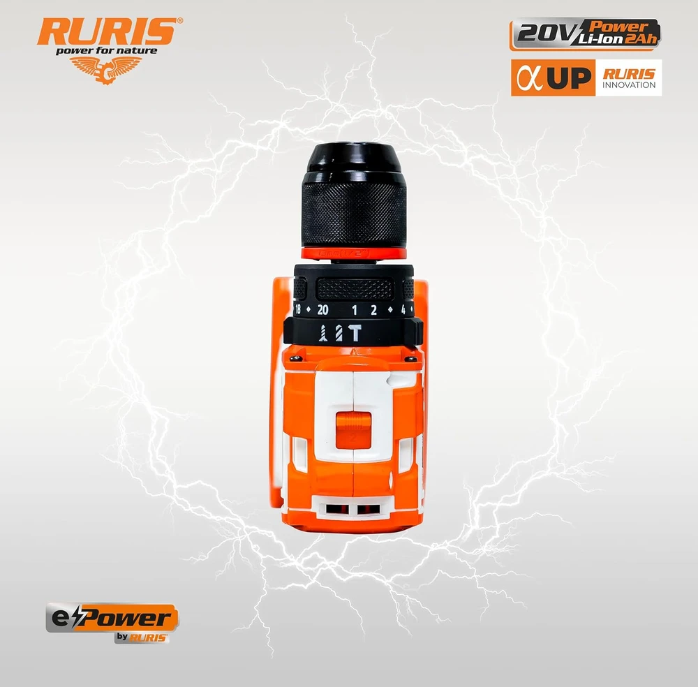 RURIS akumuliatorinis smūginis gręžtuvas RMX1360, 60 Nm, 20 V, bešepetėlis