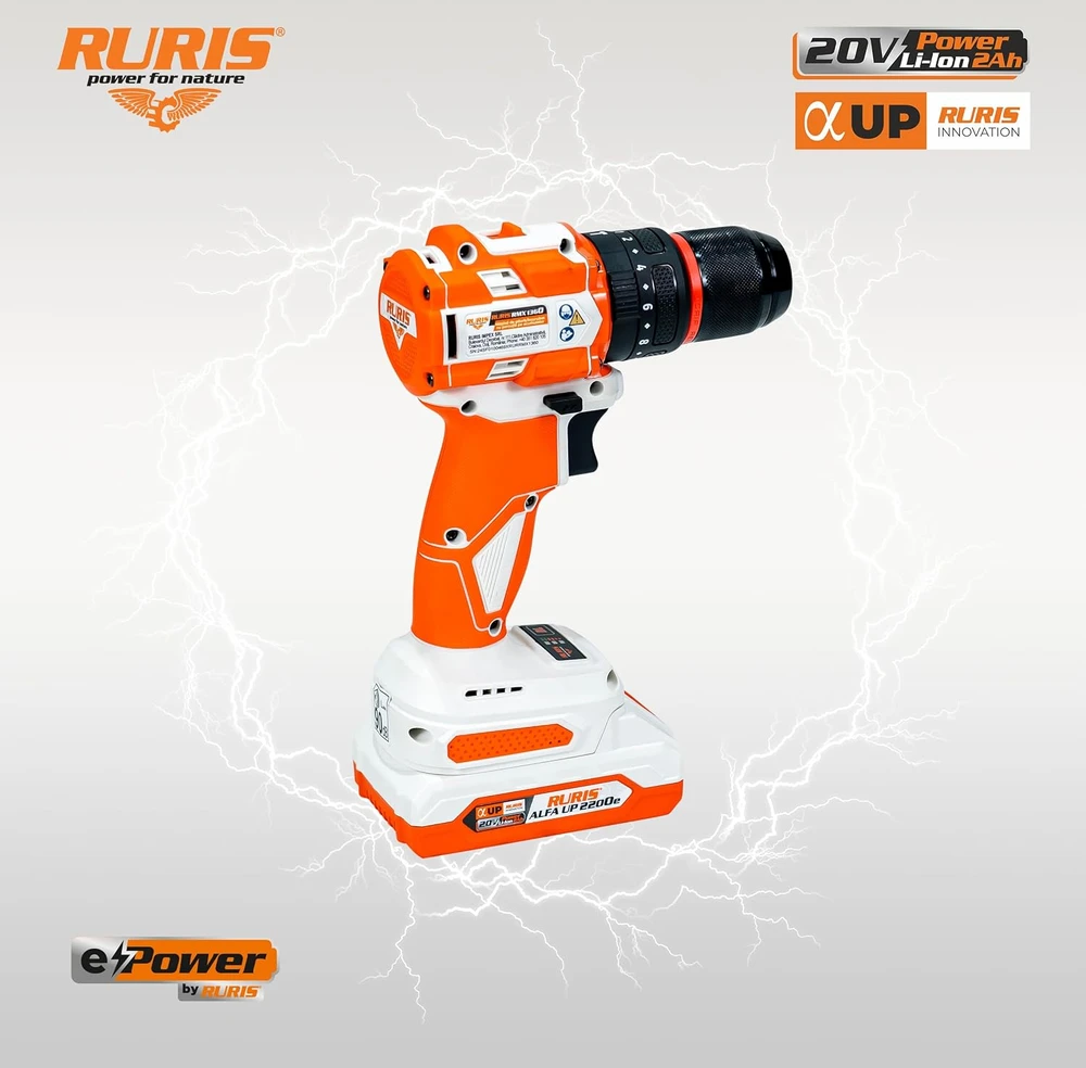 RURIS akumuliatorinis smūginis gręžtuvas RMX1360, 60 Nm, 20 V, bešepetėlis