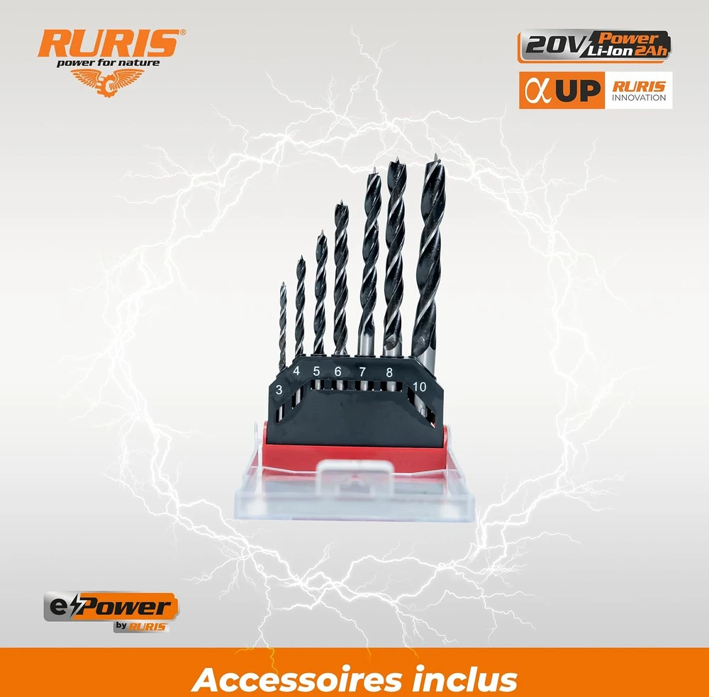 RURIS akumuliatorinis smūginis gręžtuvas RMX1360, 60 Nm, 20 V, bešepetėlis
