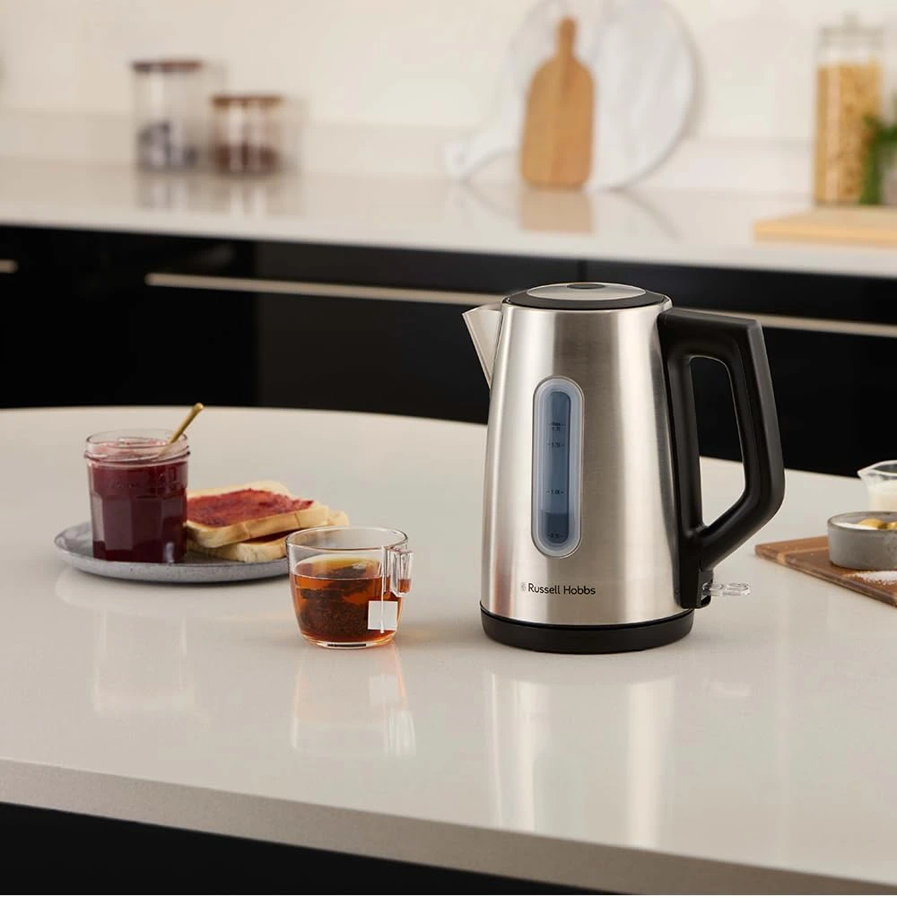 Russell Hobbs virdulys Heaton, šlifuotas nerūdijantis plienas su juodais akcentais, 1,7 l
