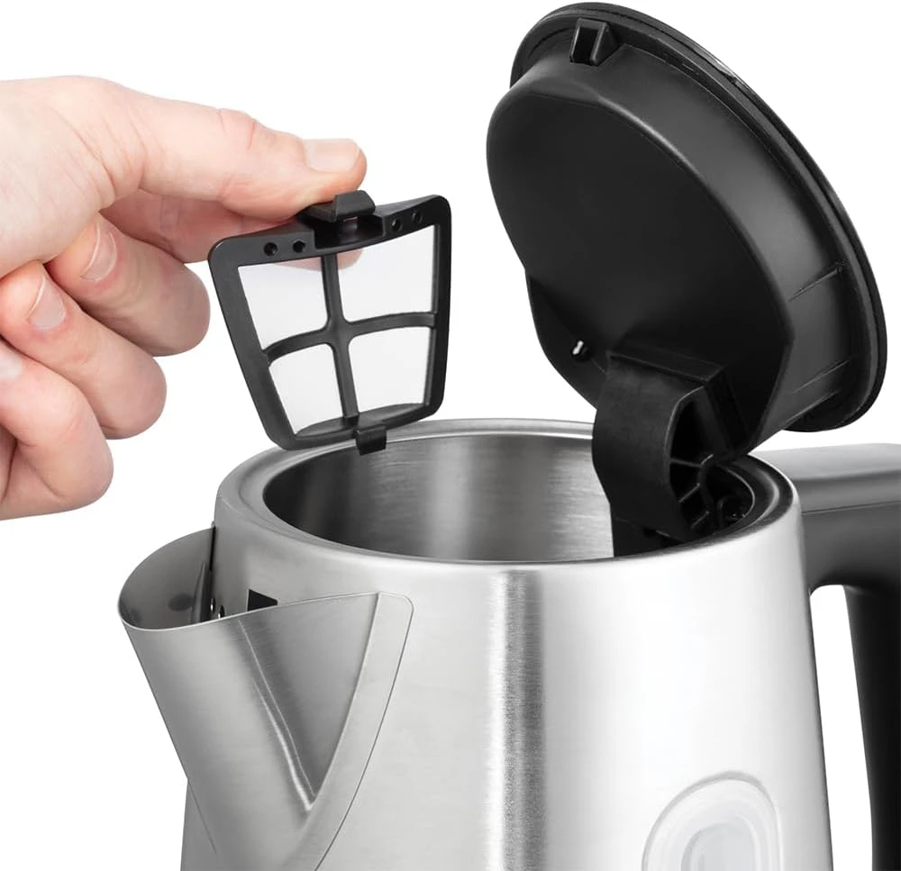 Russell Hobbs virdulys Heaton, šlifuotas nerūdijantis plienas su juodais akcentais, 1,7 l