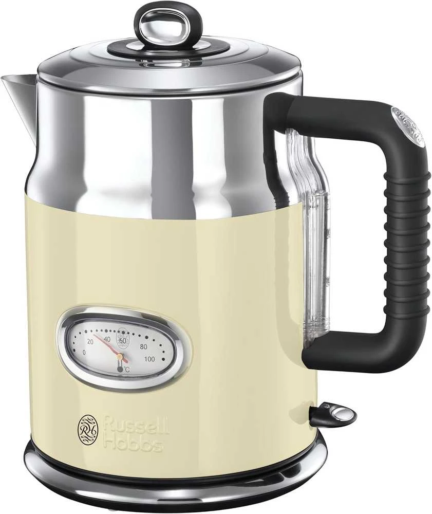 Russell Hobbs elektrinis virdulys 1,7 l, 2400 W, nerūdijančio plieno, kreminės spalvos, Retro 21672-70