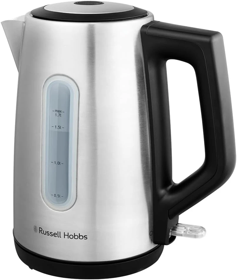Russell Hobbs virdulys Heaton, šlifuotas nerūdijantis plienas su juodais akcentais, 1,7 l