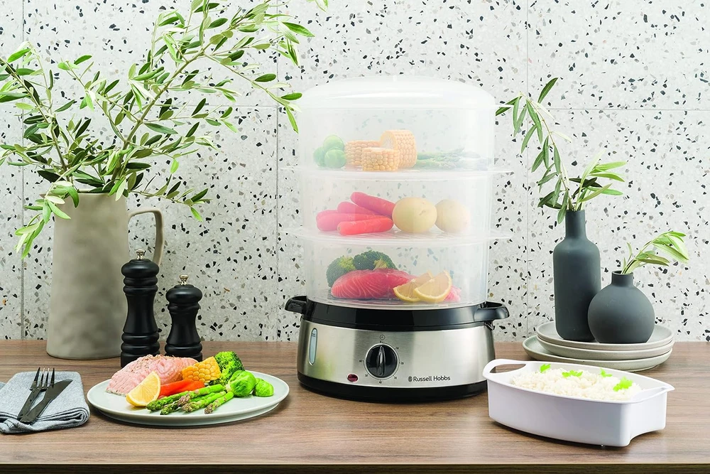Garų puodas RUSSELL HOBBS Cook@Home 19270-56 steam cooker 9 l 800 W Sidabrinis, Juodas