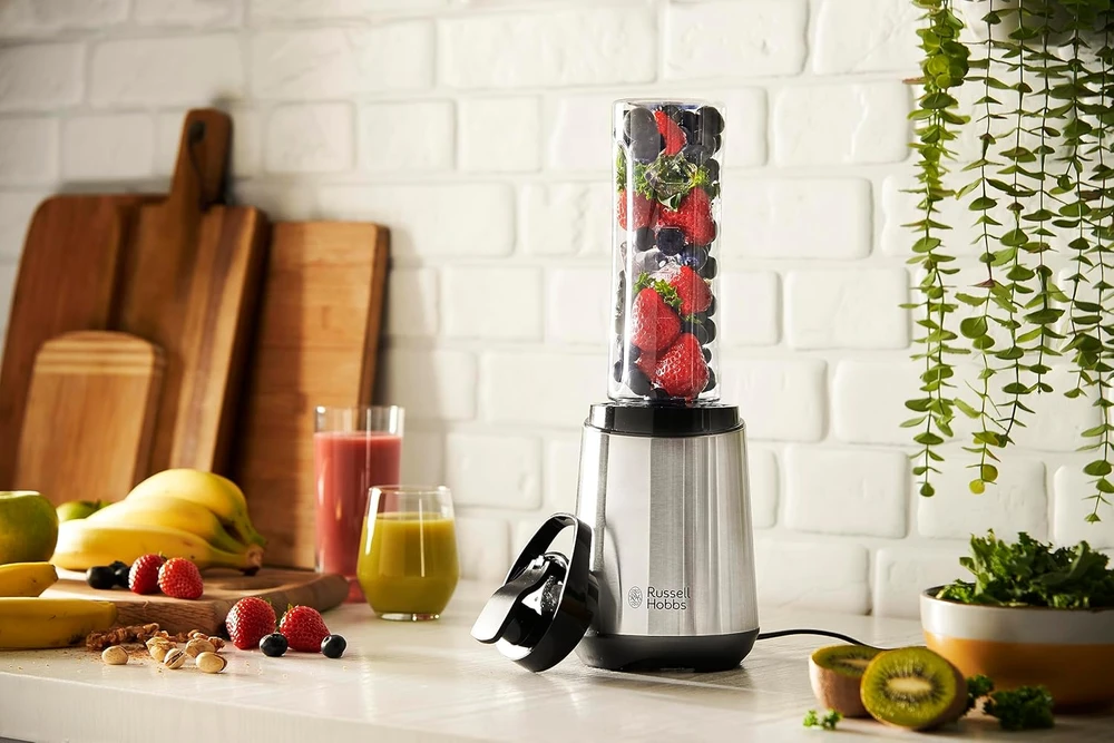 Russell Hobbs personalinis trintuvėlis smoothie, 300 W, 600 ml indas, nerūdijančio plieno peiliai, Mix&Go 23472-56