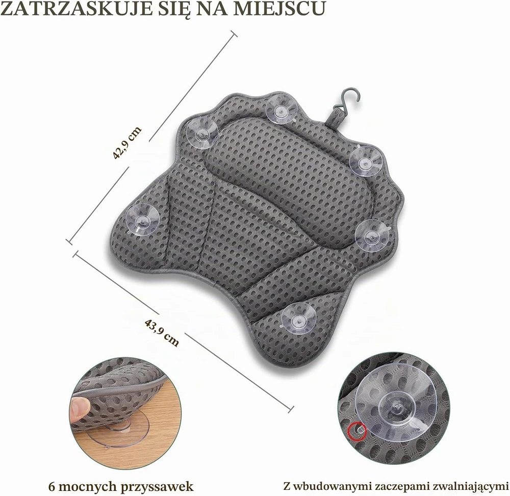 RUVINCE ergonomiška vonios pagalvė 4D su galvos, kaklo ir nugaros atrama Orcalo-YGZ05