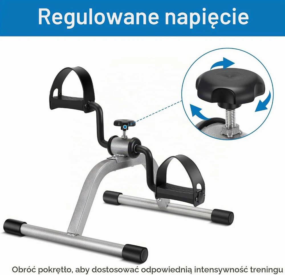 RYGEO mini treniruoklis su pedalais kojų ir rankų mankštai, su reguliuojamu pasipriešinimu