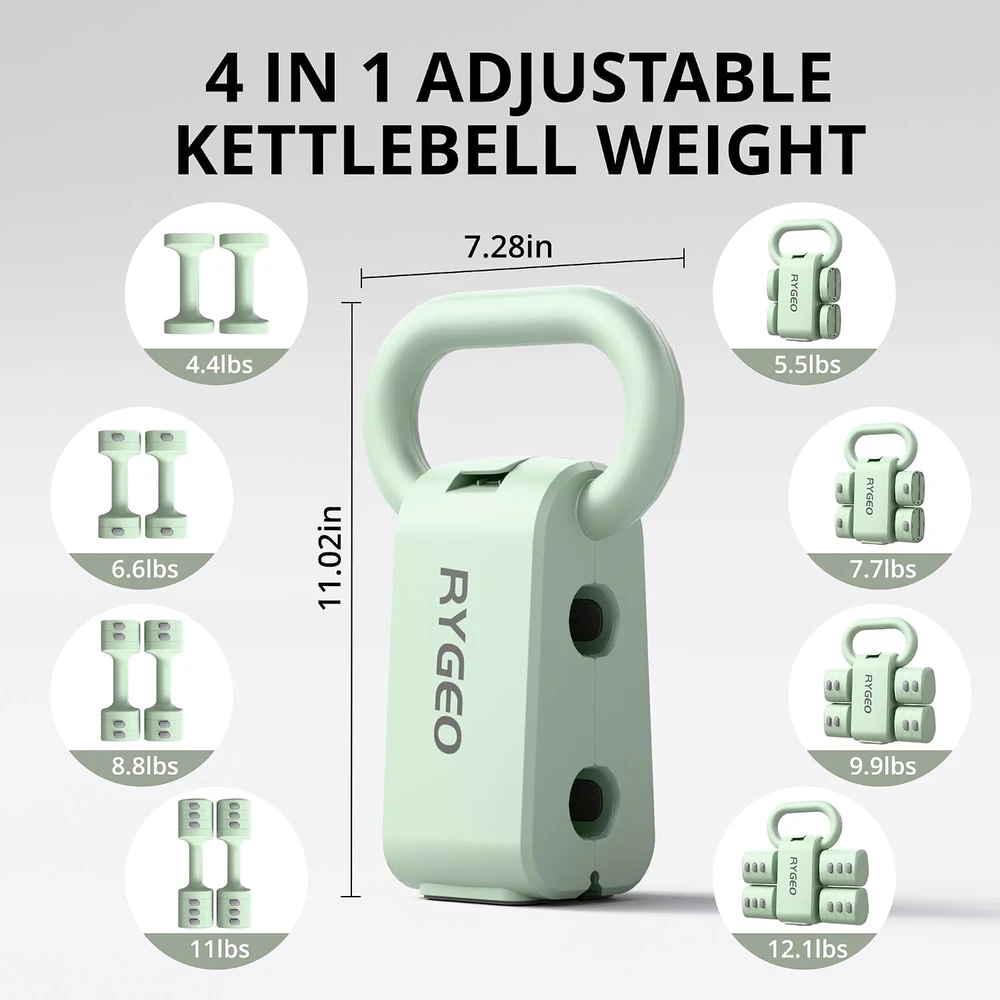RYGEO reguliuojamų hantelių rinkinys 4 viename, 0,9–2,3kg, HLV001