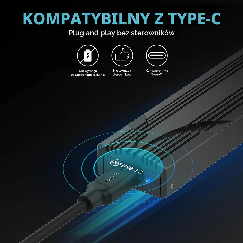 SABRENT M.2 NVMe SSD dėklas su USB-C, USB 3.2 Gen 2 10 Gb/s, 2230–2280, EC-PNVO
