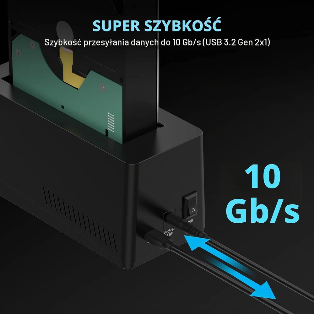SABRENT SATA SSD ir HDD diskų dokas USB-C 10 Gb/s, 2.5 ir 3.5 col., DS-UC1B