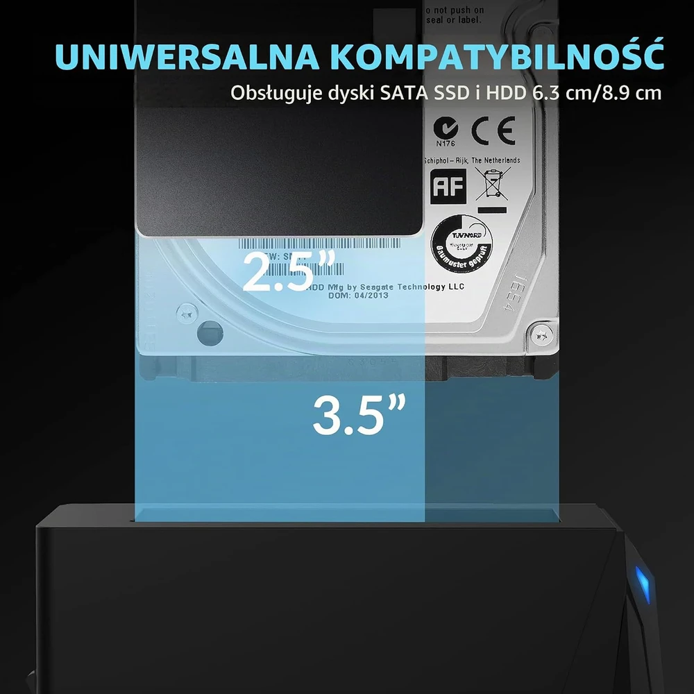 SABRENT SATA SSD ir HDD diskų dokas USB-C 10 Gb/s, 2.5 ir 3.5 col., DS-UC1B