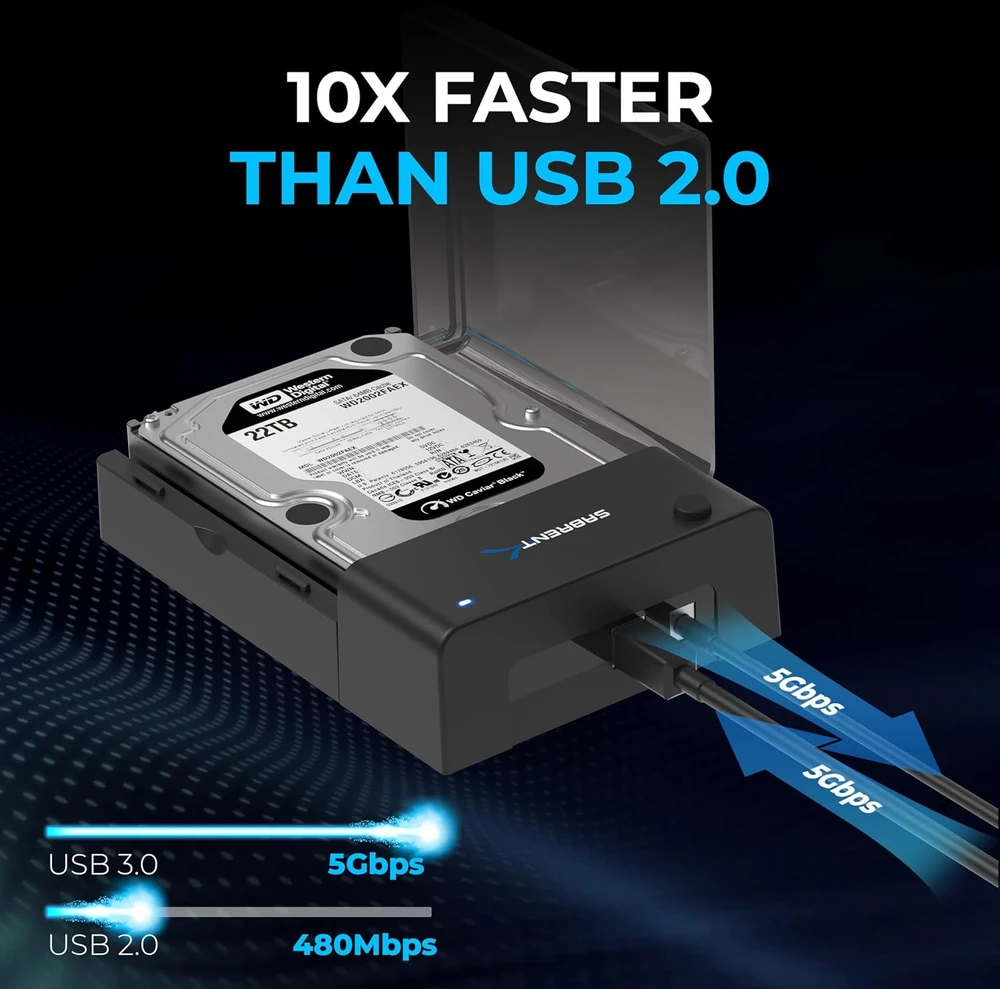 Sabrent standžiųjų diskų dokas USB 3.0 SATA 2.5/3.5 col., UASP, EC-DFLT