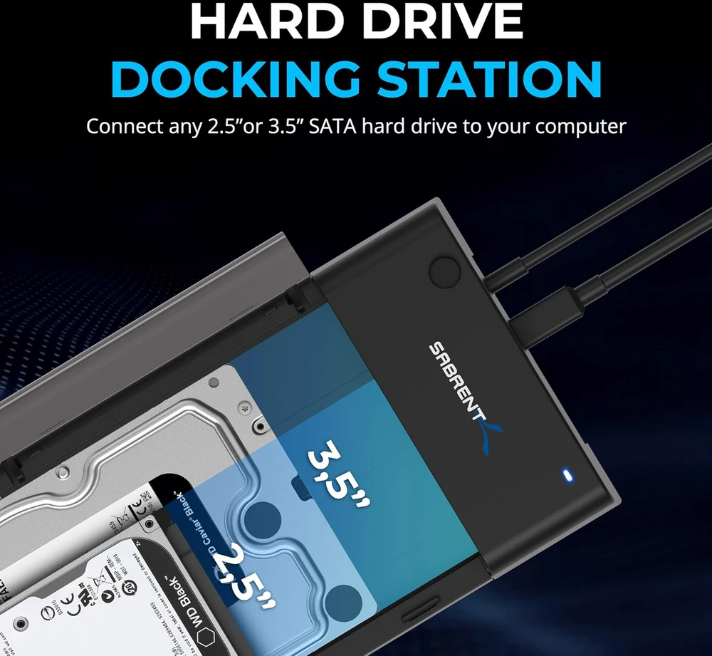 Sabrent standžiųjų diskų dokas USB 3.0 SATA 2.5/3.5 col., UASP, EC-DFLT