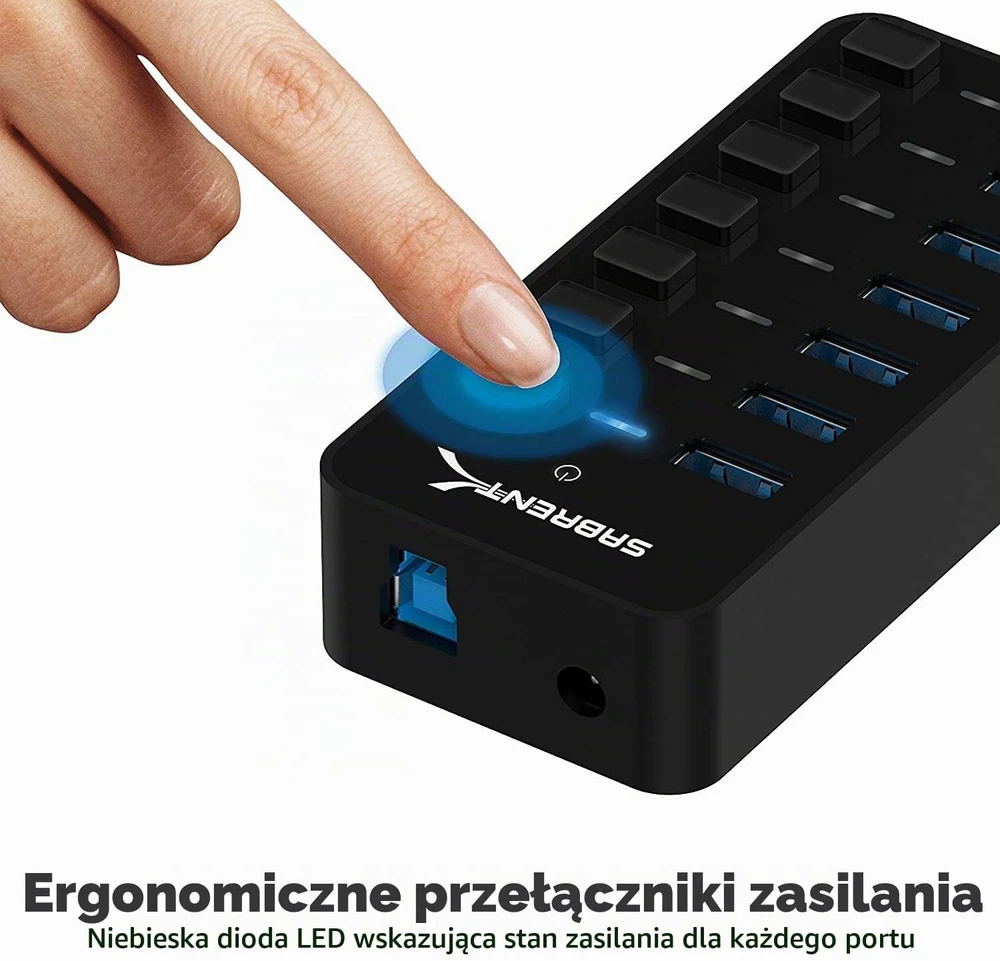 SABRENT USB 3.0 koncentratorius su 7 prievadais, 5 Gb/s, maitinamas, HB-BUP7