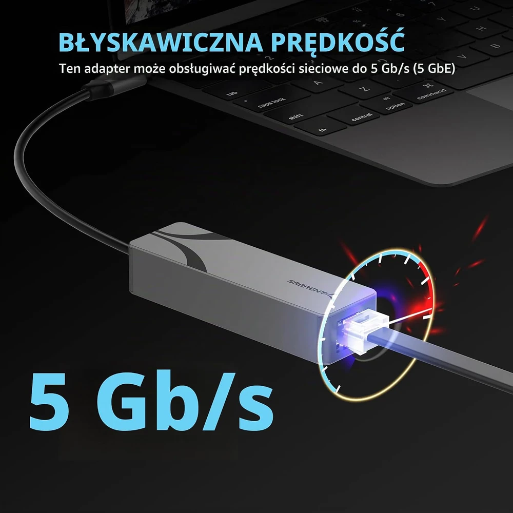 SABRENT USB-C į 5 GbE Ethernet tinklo adapteris su aliuminio korpusu NT-C5GA