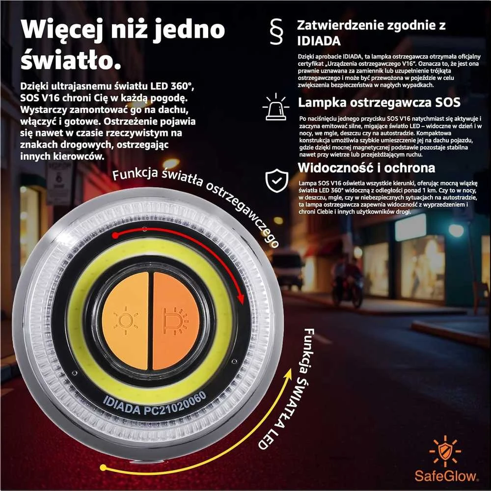 Safeglow V16 įspėjamasis žibintas
