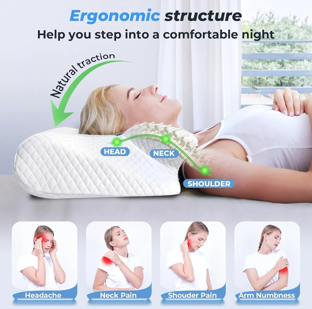 SAHEYER ergonominė kaklo pagalvė iš atminties putų, 59 x 43 x 12/15 cm, MFP026