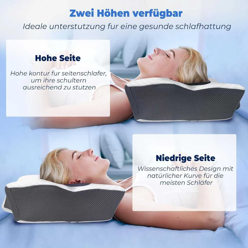 SAHEYER ortopedinė pagalvė iš atminties putų, ergonomiška kaklo pagalvė, 60 × 41 × 14/11 cm