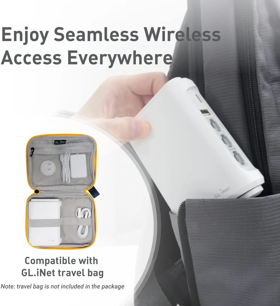Šakotuvas GL.iNet dviejų juostų kelioninis Wi-Fi maršrutizatorius AC1200, Gigabit LAN, OpenWrt, GL-SFT1200