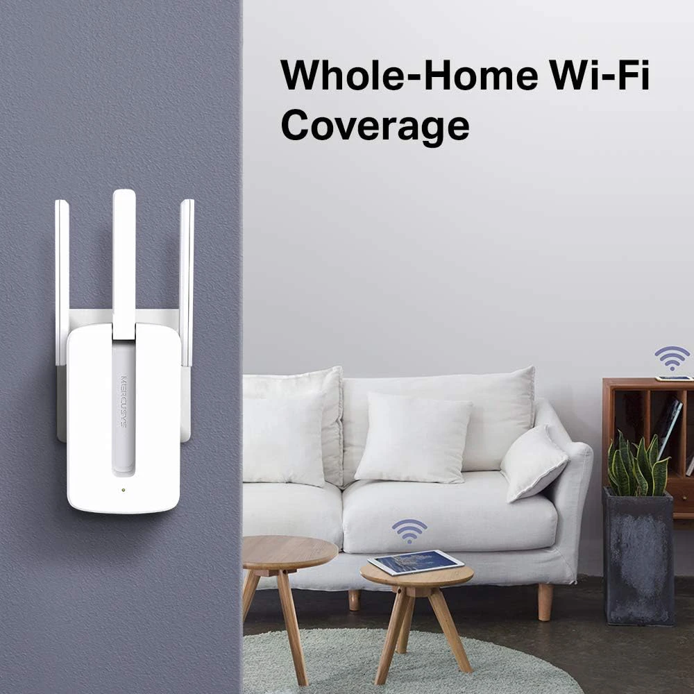 TP-Link „Mercusys“ | „Wi-Fi“ diapazono ilgintuvas | MW300RE | 802.11n | 2,4 GHz | 300 Mbit/s | be PoE | Antenos tipas: 3 išorinės