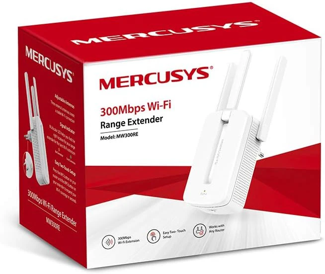 TP-Link „Mercusys“ | „Wi-Fi“ diapazono ilgintuvas | MW300RE | 802.11n | 2,4 GHz | 300 Mbit/s | be PoE | Antenos tipas: 3 išorinės