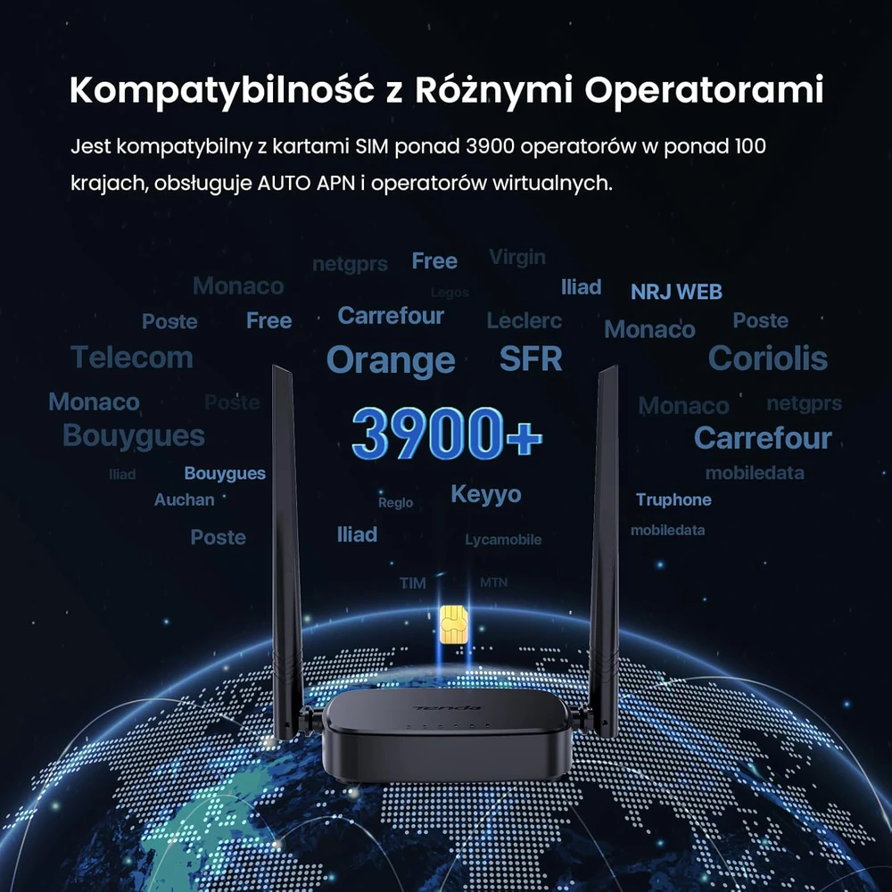 Šakotuvas Tenda 4G LTE maršrutizatorius 300 Mbps, LTE Cat4, 2 keičiamos antenos, 4G03 Pro