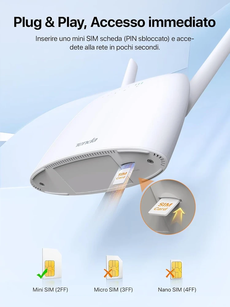 Šakotuvas Tenda 4G LTE Wi-Fi maršrutizatorius Cat4, 300 Mbps, VoLTE, SIM, 4G06