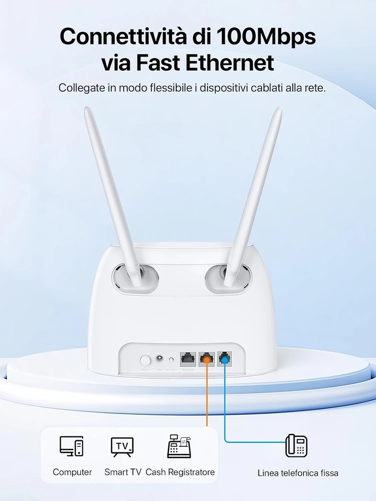 Šakotuvas Tenda 4G LTE Wi-Fi maršrutizatorius Cat4, 300 Mbps, VoLTE, SIM, 4G06