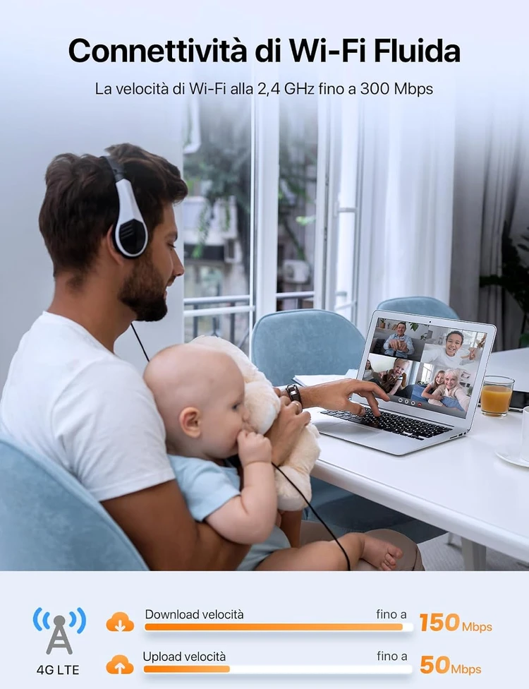 Šakotuvas Tenda 4G LTE Wi-Fi maršrutizatorius Cat4, 300 Mbps, VoLTE, SIM, 4G06