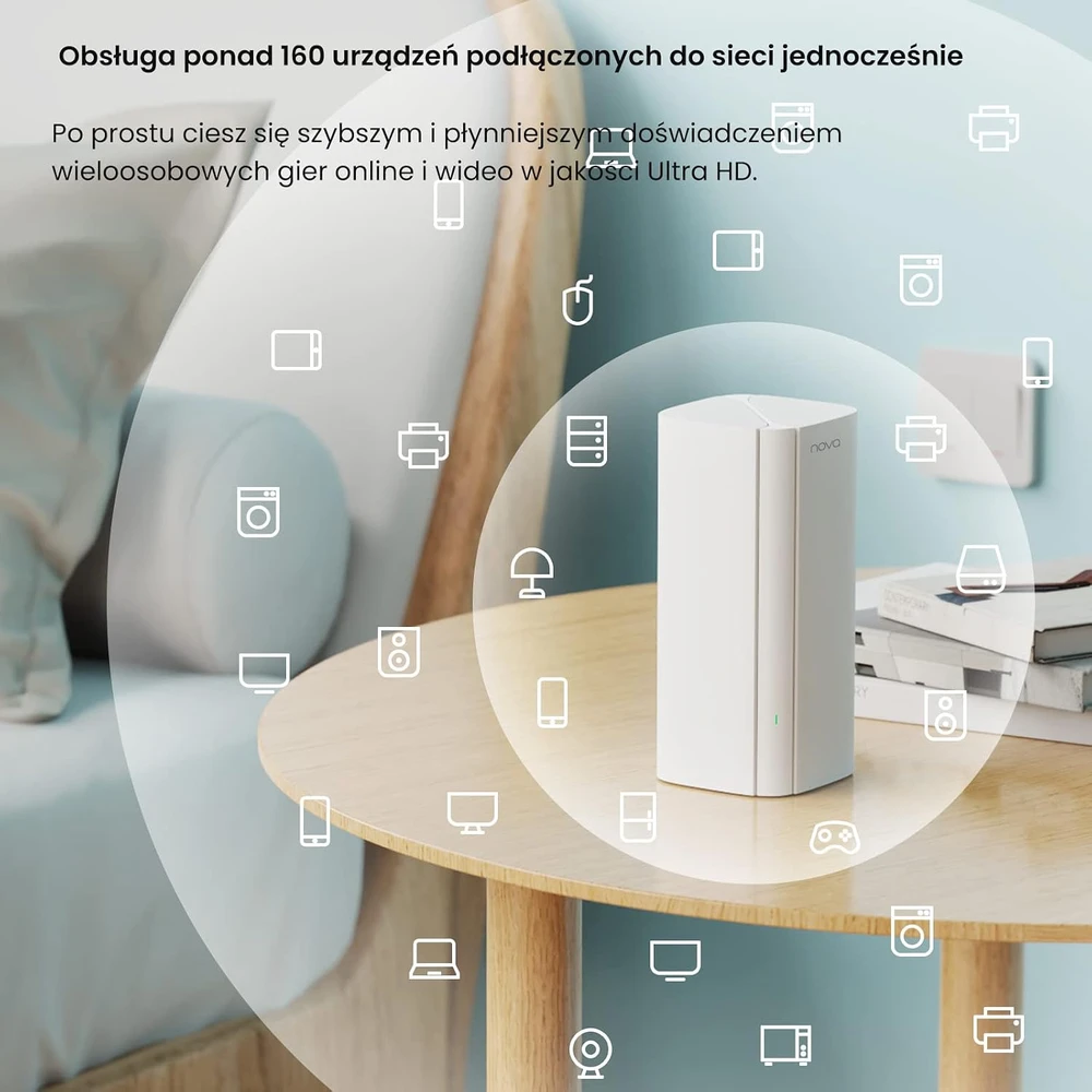 Maršrutizatorius Tenda Mesh Wi-Fi sistema Nova MX12-3 AX3000, Wi-Fi 6, iki 2976 Mbps, 3 vnt.