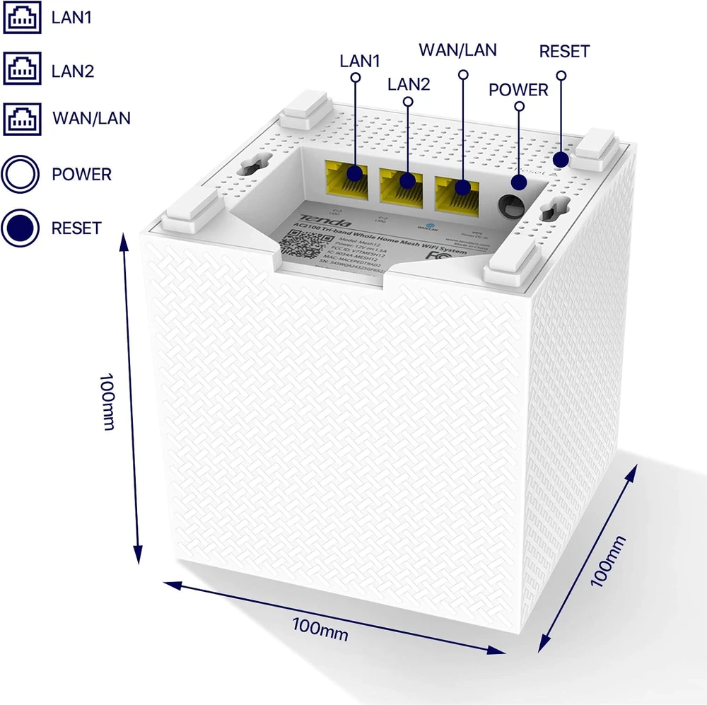 Tenda Nova MW12 Wi-Fi Mesh sistema AC2100, trijų juostų, 350 m², 2 vnt., MW12-2