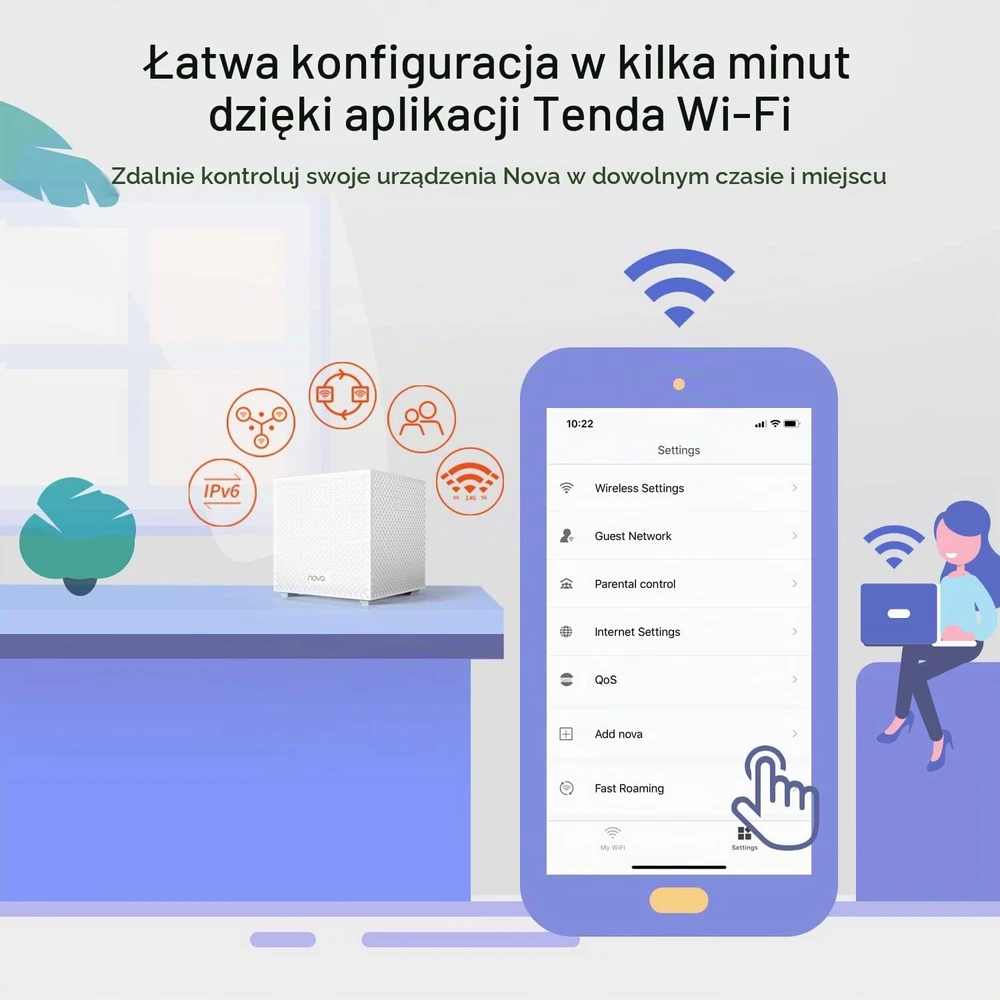 Šakotuvas Tenda Nova Wi-Fi 5 trijų dažnių juostų maršrutizatorių rinkinys, 3 vnt., MW12-3