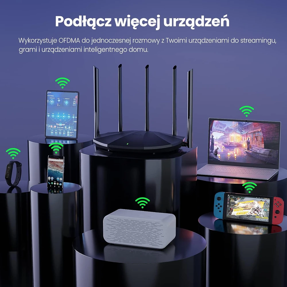 Tenda Wi-Fi 6 AX1500 dviejų juostų maršrutizatorius su 4 Gigabit prievadais RX2 Pro