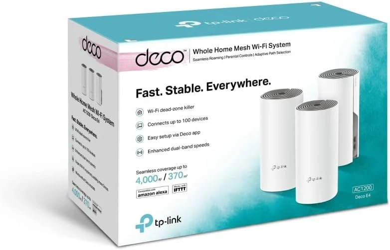 TP-Link Mesh Wi‑Fi sistemos maršrutizatorius AC1200, 3 vnt., Deco E4