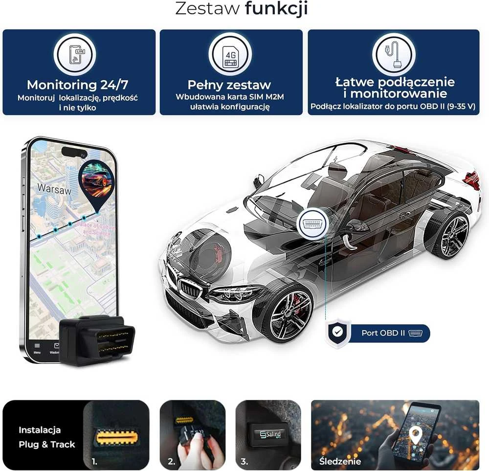 Salind GPS 4G automobilio OBD2 vietos nustatymo įrenginys su gyvu sekimu ir geozona Salind 08 4G